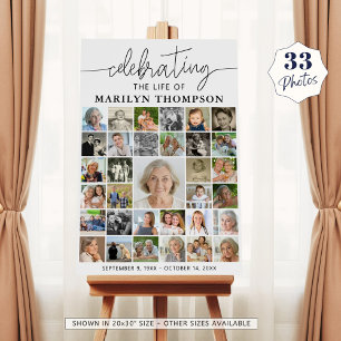 Funeral 33 Photo Collage Modern Script Foam Board