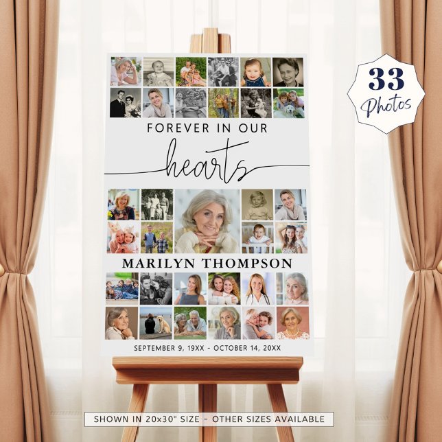 Funeral 33 Photo Collage Script Hearts Foam Board (Creator Uploaded)