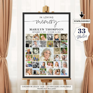 Funeral 33 Photo Collage Script In Loving Memory Poster