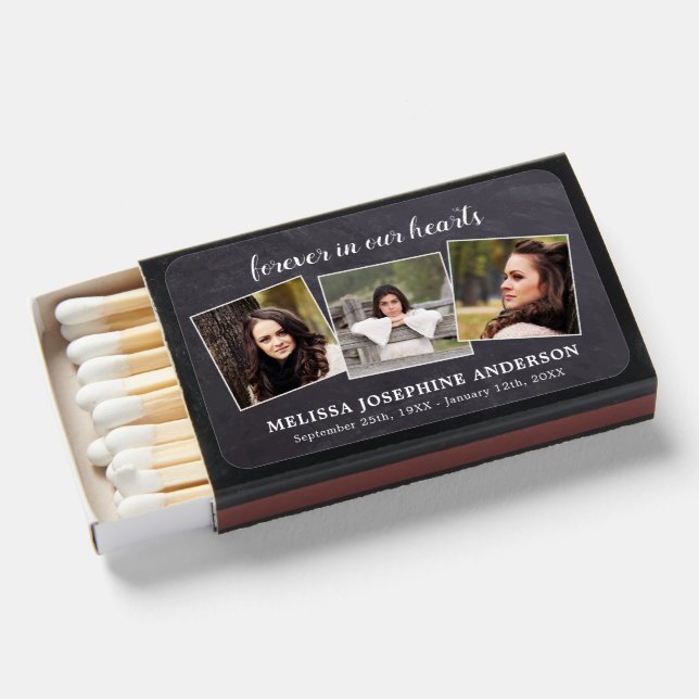 Funeral 3 Photo Remembrance Memorial  Matchboxes (Front Open)