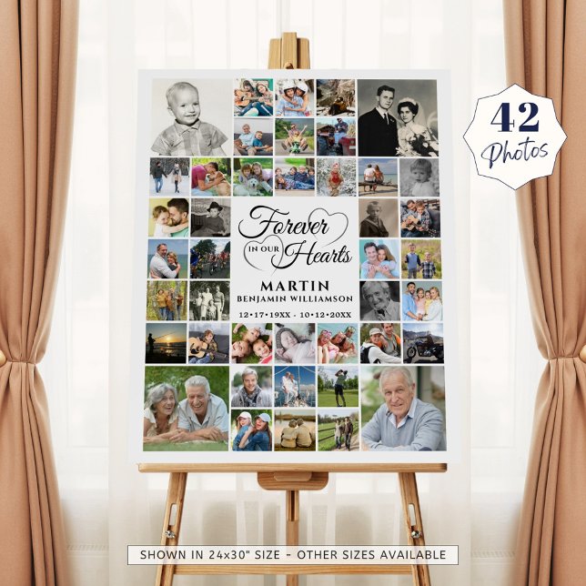 Funeral 42 Photo Collage FOREVER IN OUR HEARTS Foam Board (Creator Uploaded)