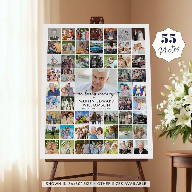 Funeral 55 Photo Collage In Loving Memory Welcome Foam Board (Creator Uploaded)