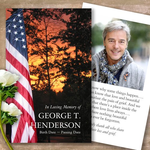 Funeral American Flag Loss Prayer Sympathy Cards