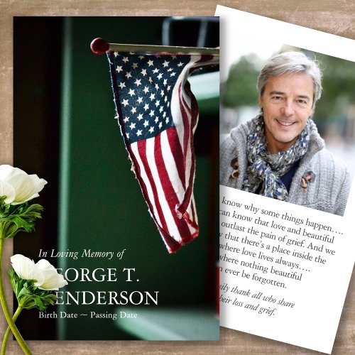 Funeral American Flag Loss Prayer Sympathy Cards