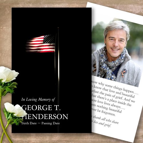Funeral American Flag Prayer Sympathy Cards
