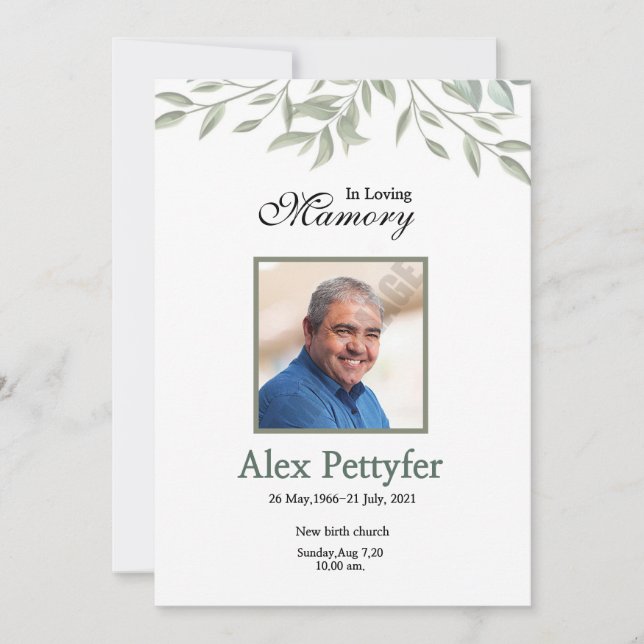 Funeral Announcement & Invitation Card (Front)