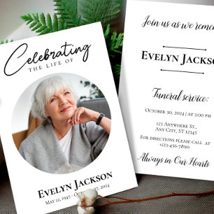 Funeral Announcement,Memorial Service Photo Invitation