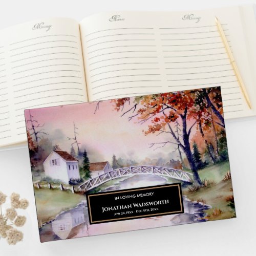 Funeral Arched Bridge New England Landscape Guest Book