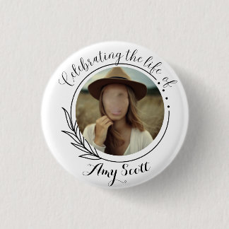 Funeral badges minimalist elegant photo design button