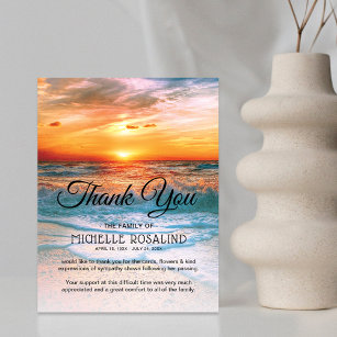 Funeral Beach Sunset Sympathy Thank You Card