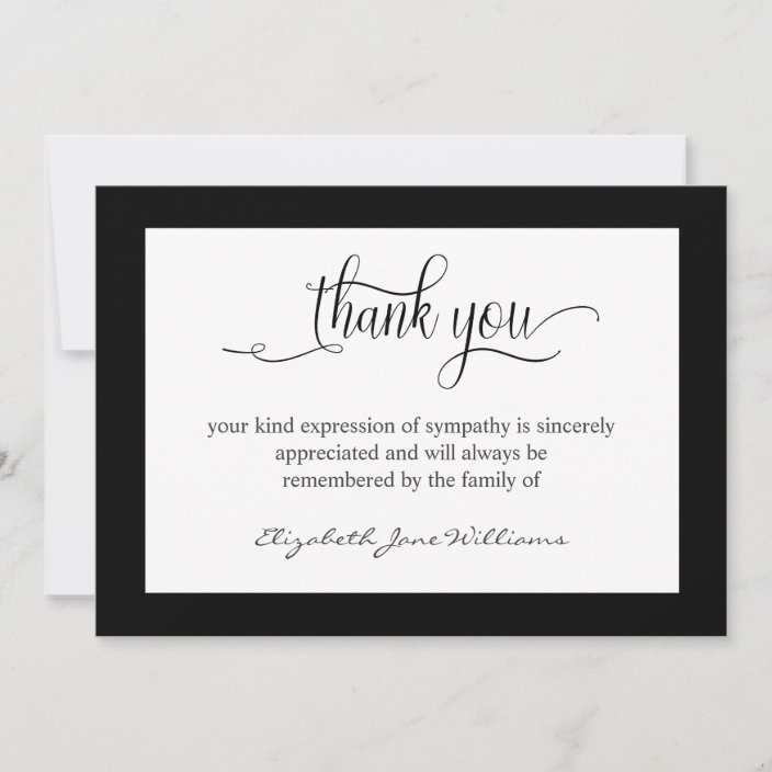 Funeral Bereavement Black Boarder Thank You Card 