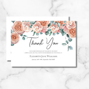 Funeral Bereavement Peach Roses Thank You Card