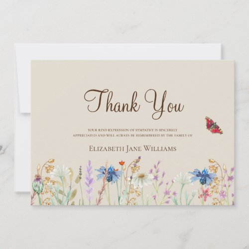 Funeral Bereavement Wildflower Thank You