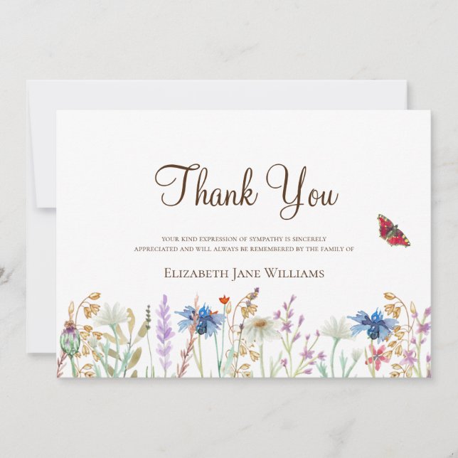 Funeral Bereavement Wildflower Thank You (Front)