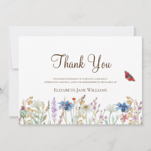 Funeral Bereavement Wildflower Thank You Card