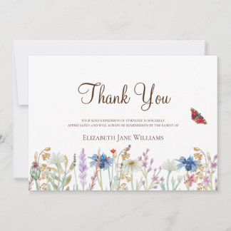 Funeral Bereavement Wildflower Thank You Card