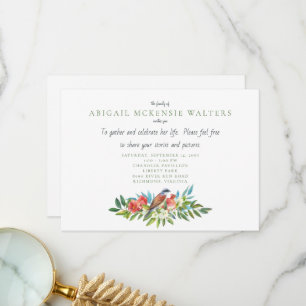 Funeral Bird and Pomegranate Celebration Thank Yo Thank You Card