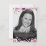 Funeral Black and White Photo Floral  Thank You Card