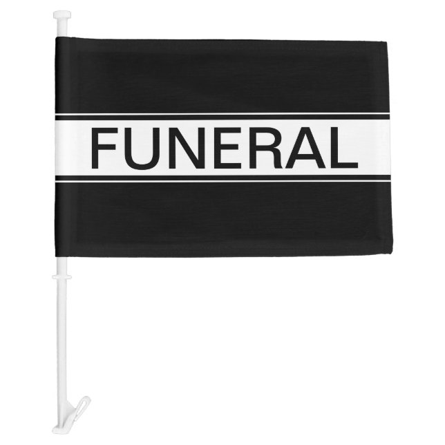 Funeral Black and White Text Template Car Flag (Front)