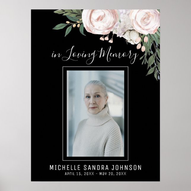 Funeral Black Celebrating of Life Welcome Sign (Front)