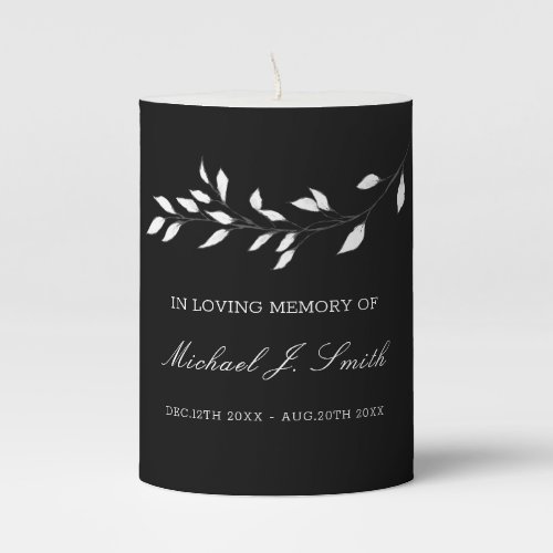 Funeral Black Elegant Floral Mens  Candle