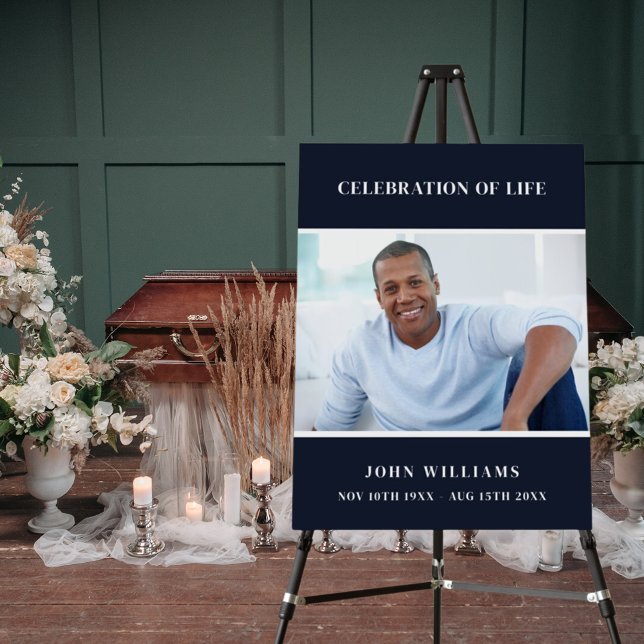 Funeral blue photo memorial celebration of life foam board (Creator Uploaded)