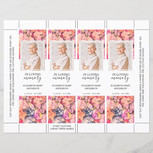 Funeral Bookmark Bright Floral (Front)