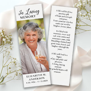 Funeral Bookmark Memorial Prayer Custom Photo 