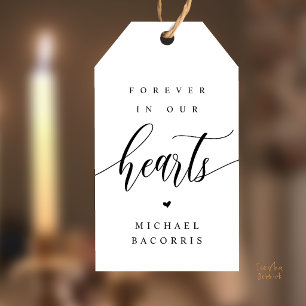 Funeral, Candle, Modern Calligraphy, Black Script Gift Tags