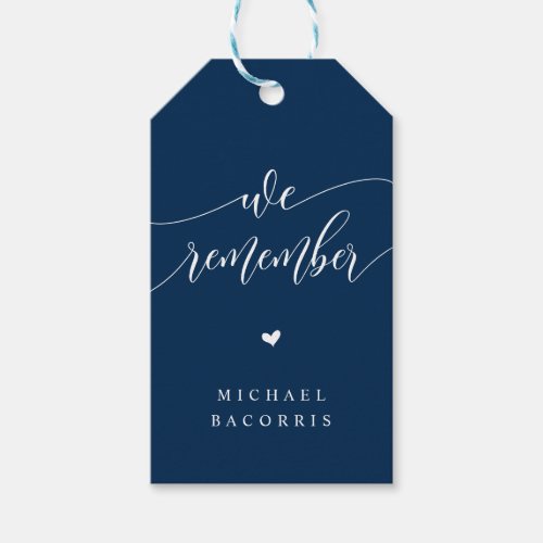 Funeral Candle Modern Calligraphy Navy Blue Gif Gift Tags