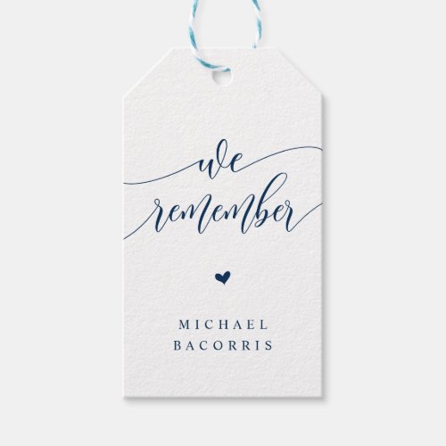 Funeral Candle Modern Calligraphy Navy Blue Gift Tags