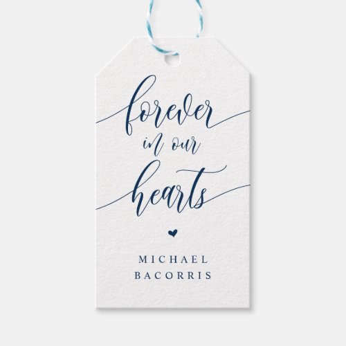 Funeral Candle Modern Calligraphy Navy Blue Gift Tags