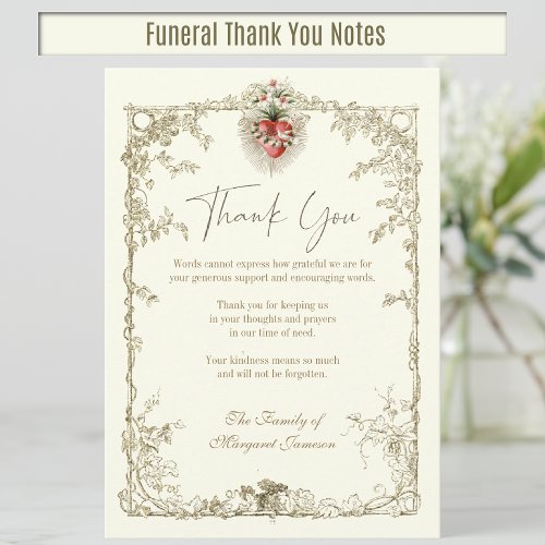 Funeral Catholic Immaculate Heart of Mary  Thank You Card
