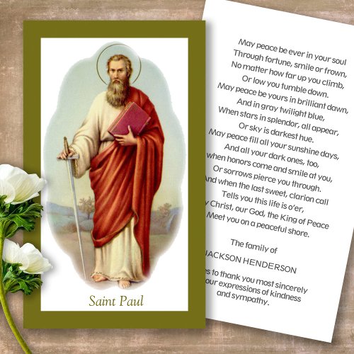 Funeral Catholic St Paul Prayer Sympathy Cards