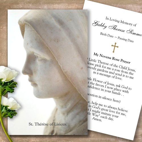Funeral Catholic St Thrse Prayer Sympathy Cards