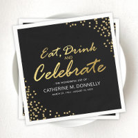 Funeral Celebrate Life | Black and Gold Glitter
