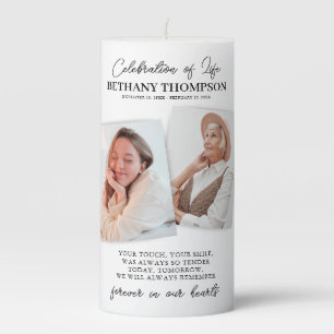 Funeral Celebration of Life 2 Photo Memorial Pilla Pillar Candle