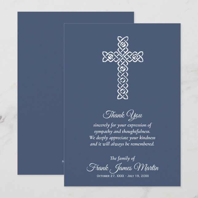 Funeral Celebration of Life Blue Thank You (Front/Back)