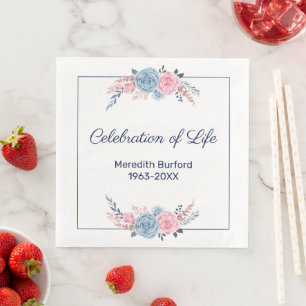Funeral Celebration of Life Floral Paper Dinner Napkins