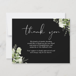 Funeral Celebration Of Life Greenery Floral Thank You Card