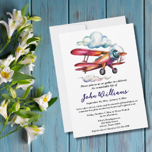 Funeral Celebration of Life Memorial Airplane Invitation
