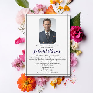 Funeral Celebration of Life Memorial Photo Modern Invitation