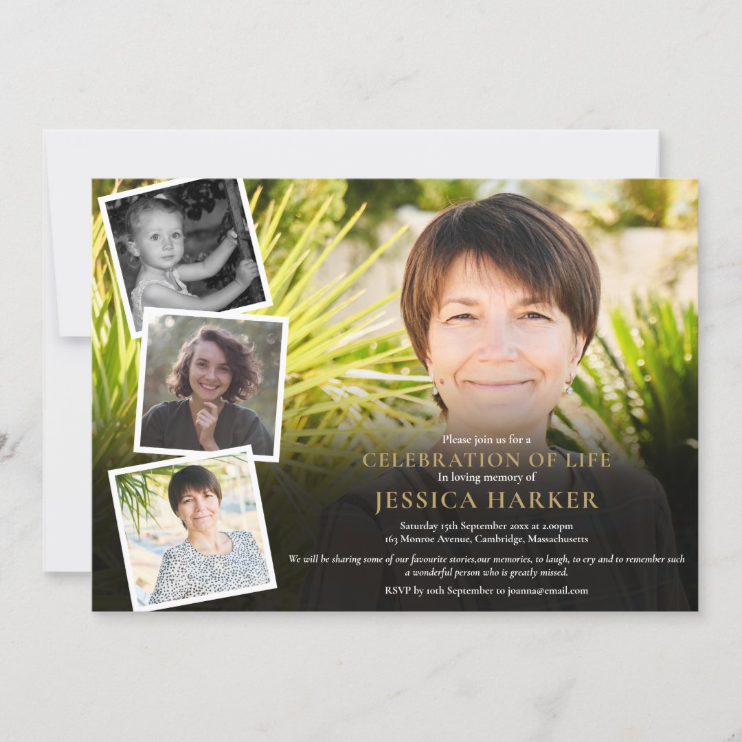 Funeral Celebration of Life Photo Collage Invitation | Zazzle