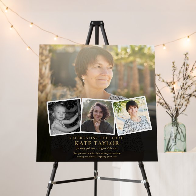 Funeral Celebration Of Life Photo Collage SIgn (In Situ (Stand))