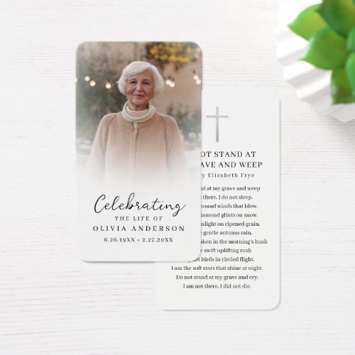 Funeral Celebration of Life Photo Prayer Card