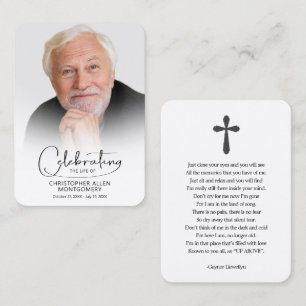 Funeral Celebration of Life Photo Prayer Card