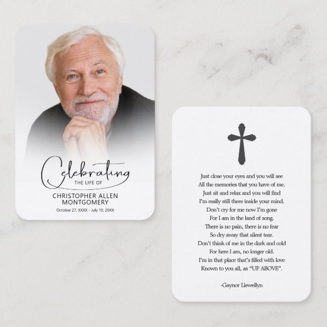 Funeral Celebration of Life Photo Prayer Card (Front/Back)