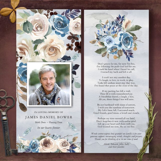 Funeral Celebration of Life Photo Thank You Card (Celebration of life, Forever in our hearts, In loving memory floral photo funeral thank you card)