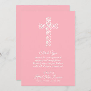 Funeral Celebration of Life Pink Thank You