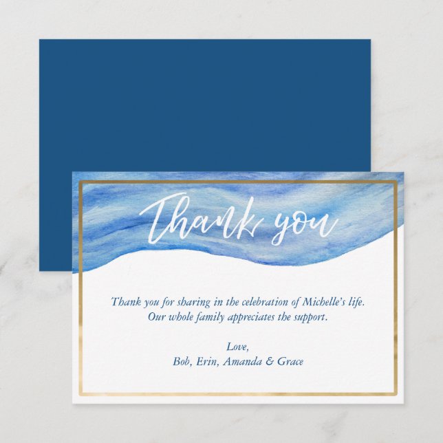 Funeral, Celebration of Life Thank You Card, Ocean (Front/Back)